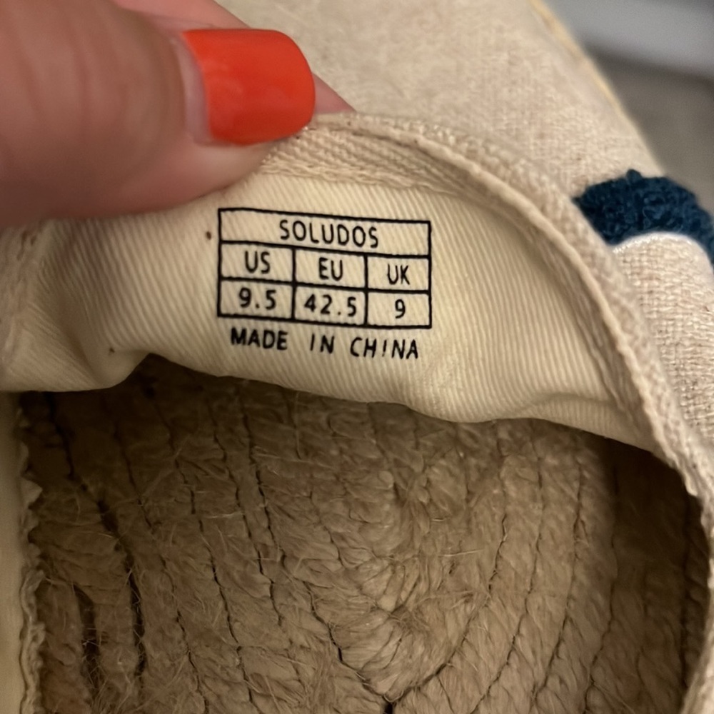 Soludos Cream and Navy Espadrilles - Picture 9 of 9